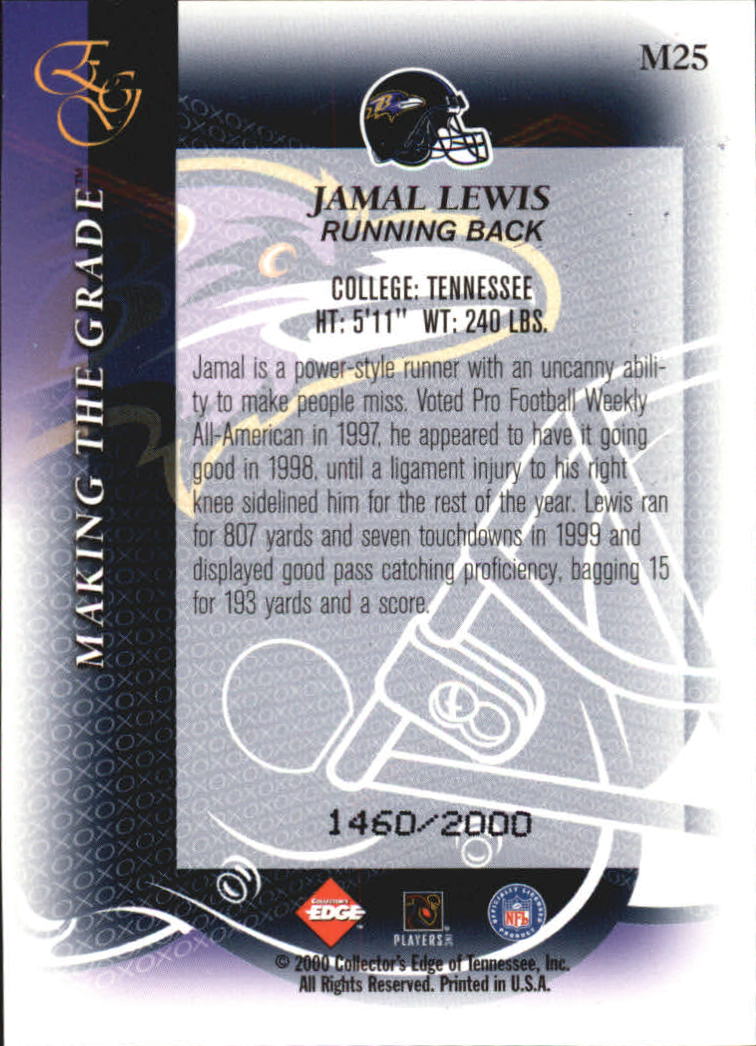 2000 Collector's Edge EG Making the Grade #M25 Jamal Lewis back image