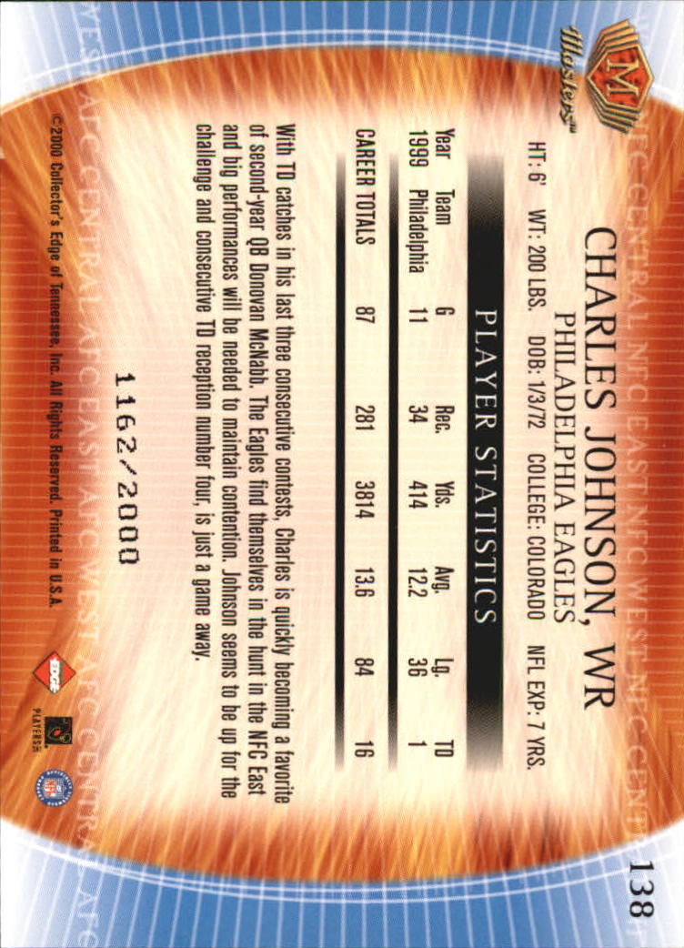 2000 Collector's Edge Masters #138 Charles Johnson back image