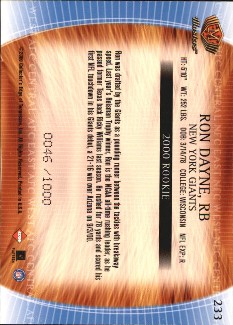 2000 Collector's Edge Masters #233 Ron Dayne RC back image