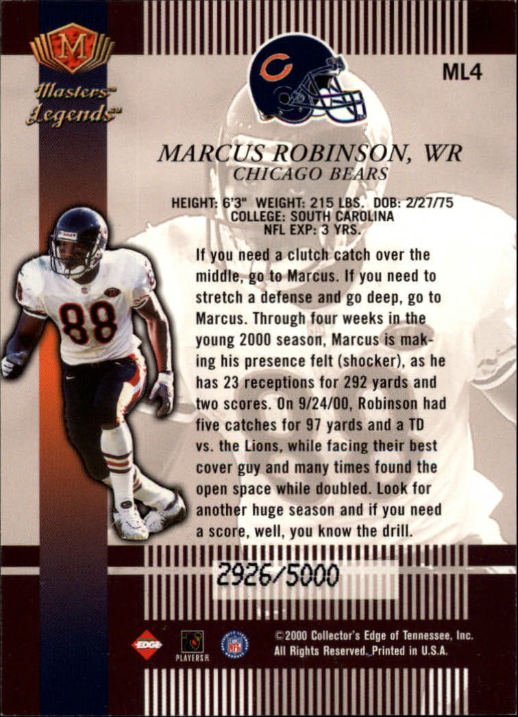 2000 Collector's Edge Masters Legends #ML4 Marcus Robinson back image