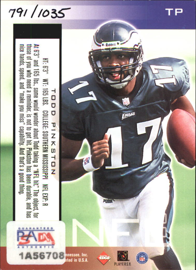 2000 Collector's Edge Odyssey Rookie Ink #TP Todd Pinkston Silver/1035 back image