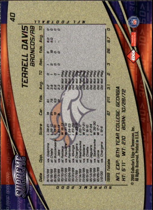 2000 Collector's Edge Supreme Football Cards - Picture 11 of 46