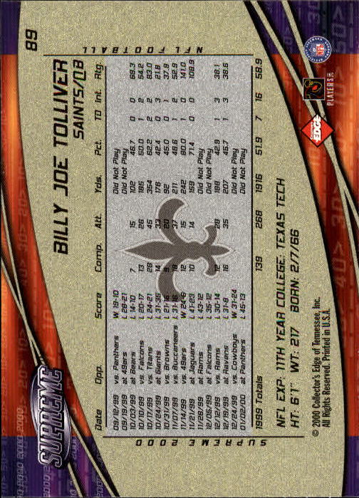 2000 Collector's Edge Supreme Football Cards - Picture 17 of 46