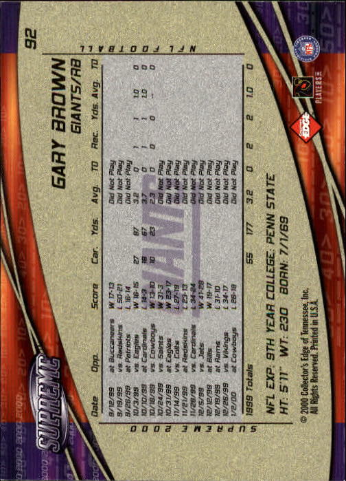 2000 Collector's Edge Supreme Football Cards - Picture 19 of 46