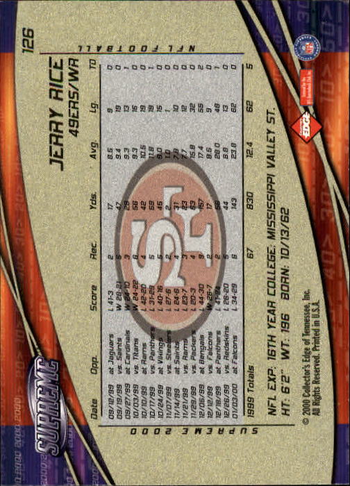 2000 Collector's Edge Supreme Football Cards - Picture 27 of 46