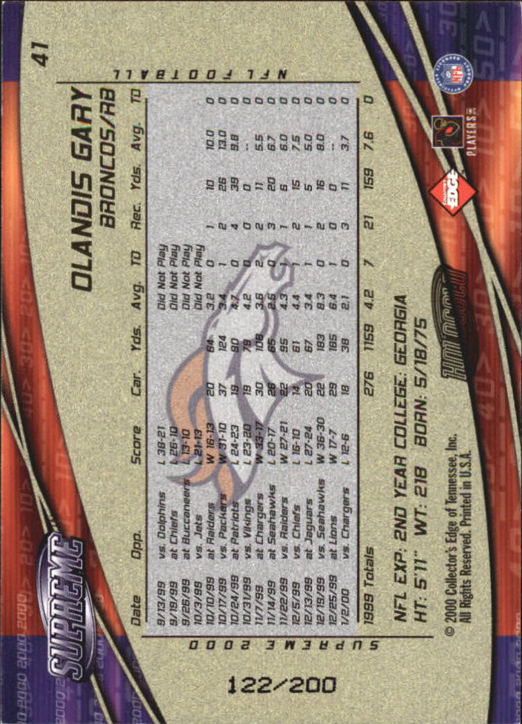2000 Collector's Edge Supreme Hologold #41 Olandis Gary