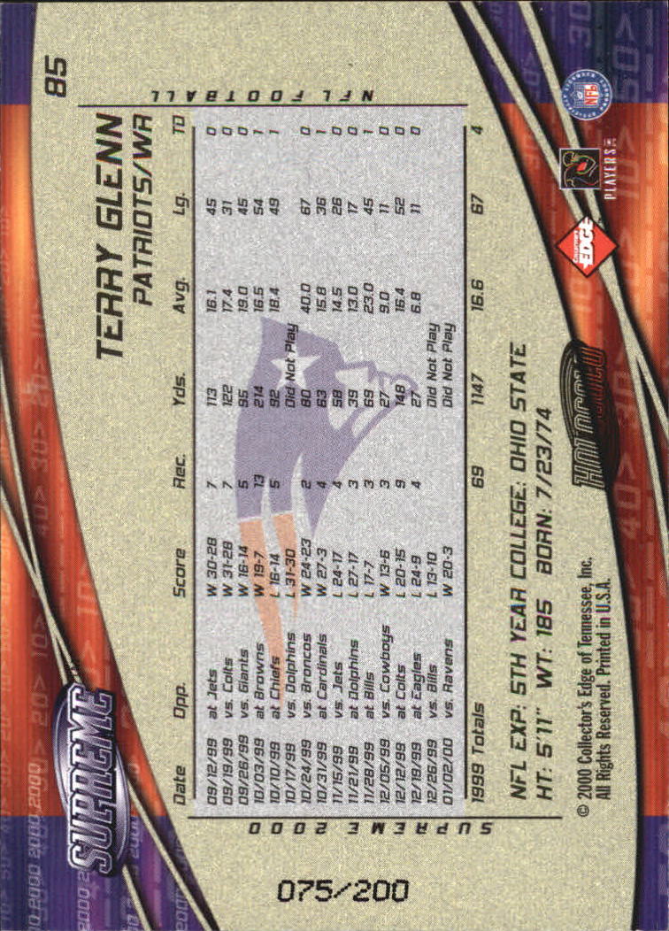 2000 Collector's Edge Supreme Hologold #85 Terry Glenn