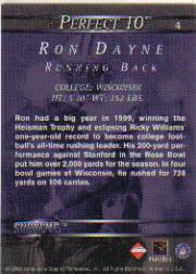 2000 Collector's Edge Supreme Perfect Ten #4 Ron Dayne back image