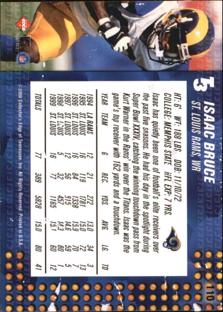 2000 Collector's Edge T3 #110 Isaac Bruce back image