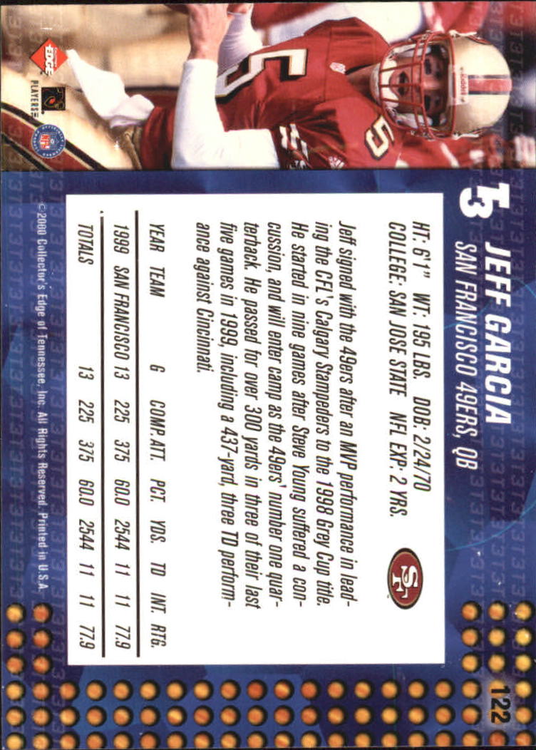 2000 Collector's Edge T3 #122 Jeff Garcia back image