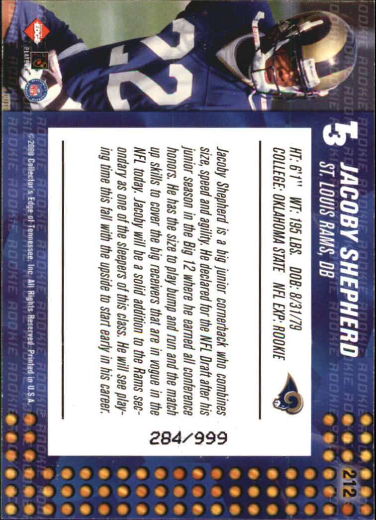 2000 Collector's Edge T3 #212 Jacoby Shepherd RC back image