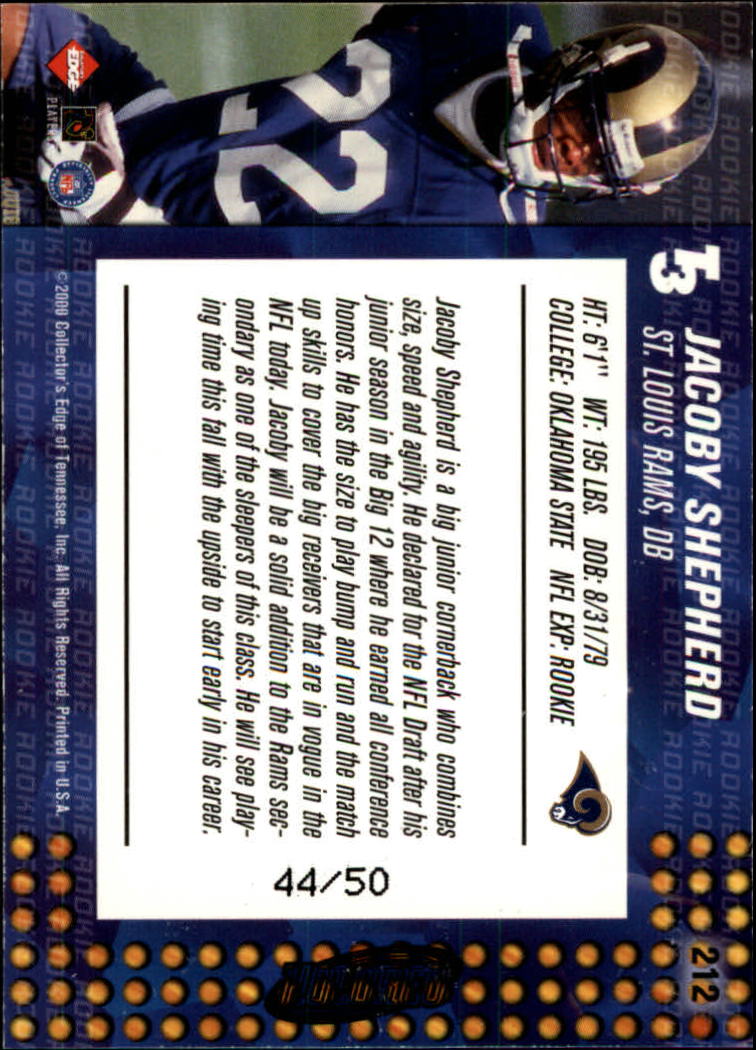 2000 Collector's Edge T3 HoloRed #212 Jacoby Shepherd back image