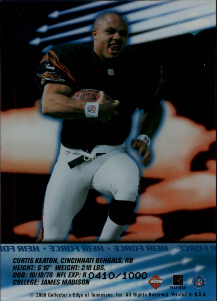 2000 Collector's Edge T3 Heir Force #HF8 Curtis Keaton back image