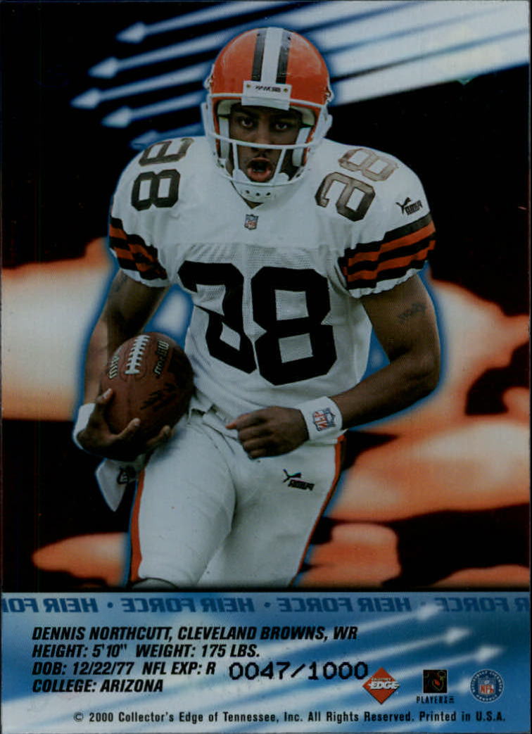 2000 Collector's Edge T3 Heir Force #HF11 Dennis Northcutt back image