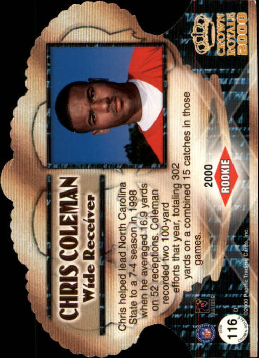 2000 Crown Royale Draft Picks 499 #116 Chris Coleman back image