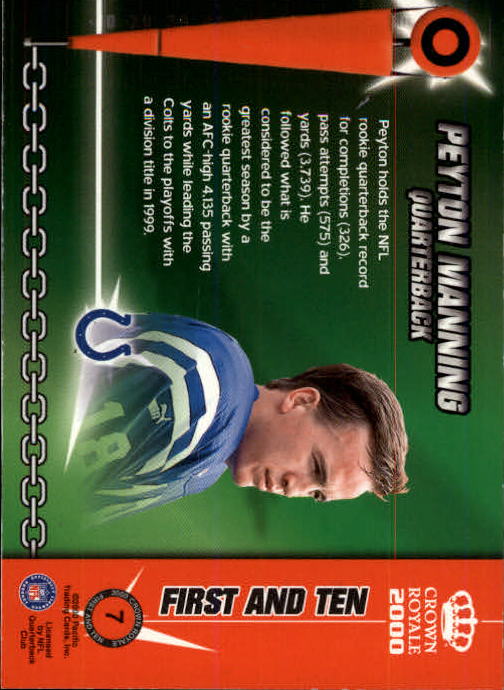 2000 Crown Royale First and Ten Retail #7 Peyton Manning back image