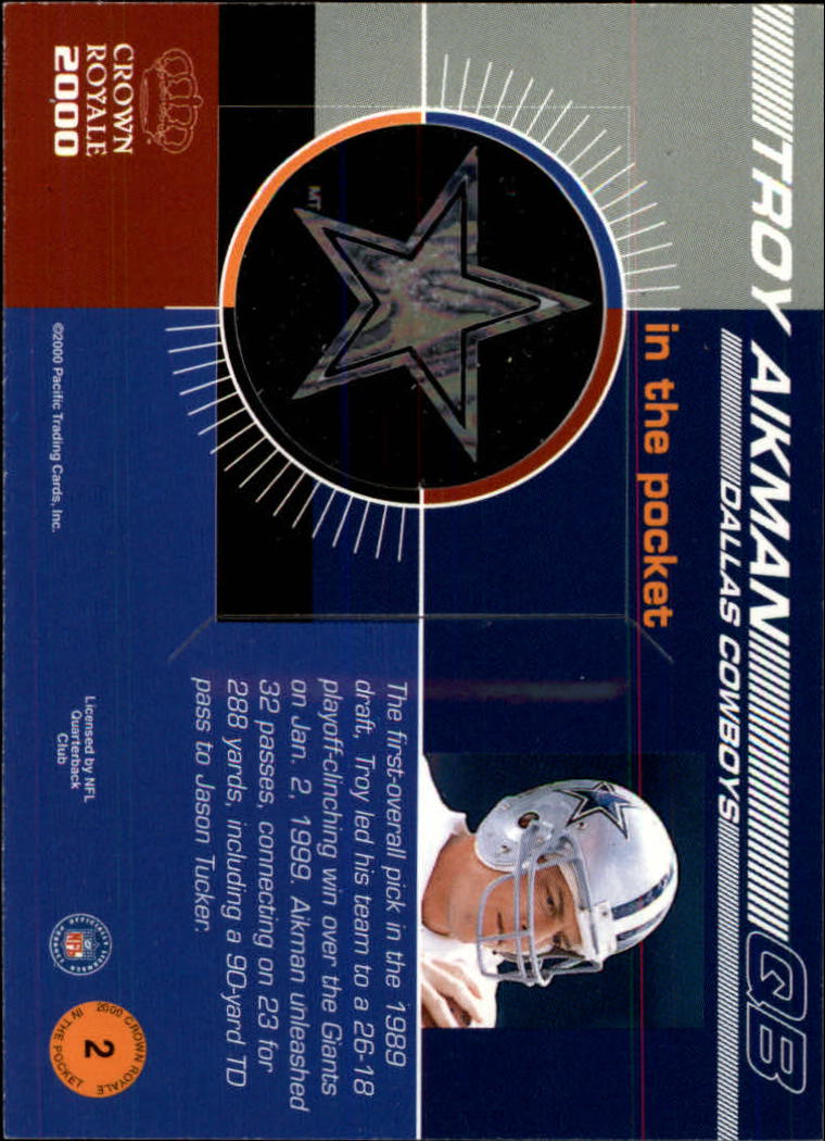 2000 Crown Royale In the Pocket #2 Troy Aikman back image