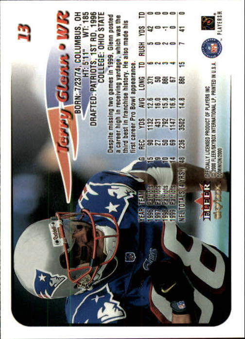 2000 SkyBox Dominion #13 Terry Glenn back image