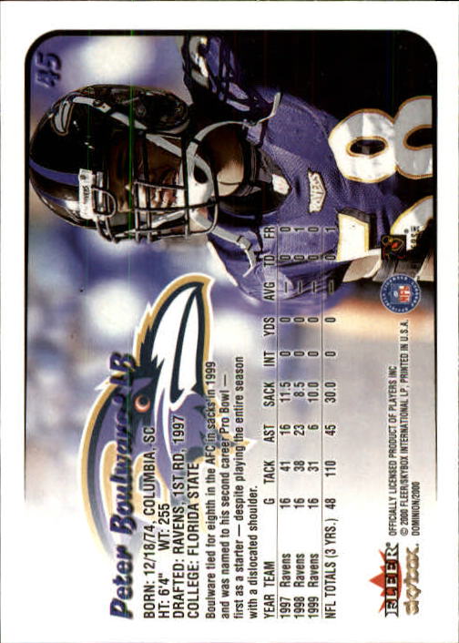 2000 SkyBox Dominion #45 Peter Boulware back image