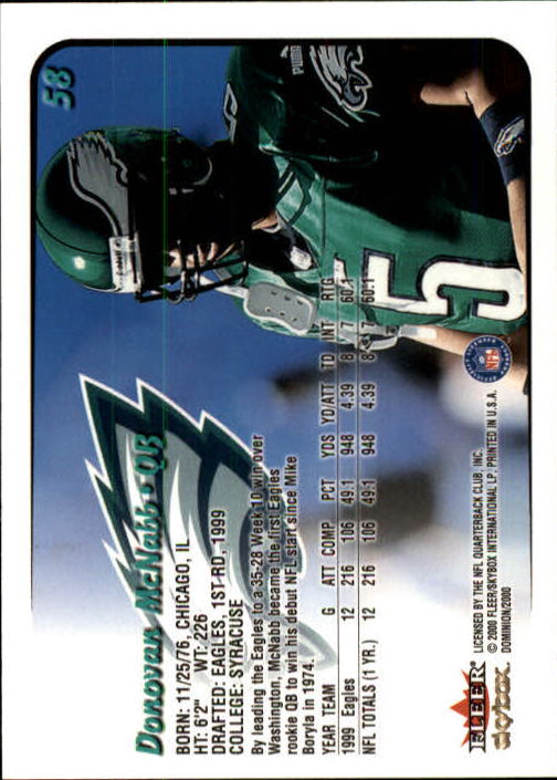 2000 SkyBox Dominion #58 Donovan McNabb back image