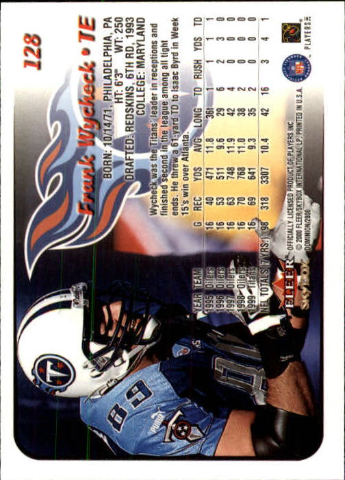2000 SkyBox Dominion #128 Frank Wycheck back image