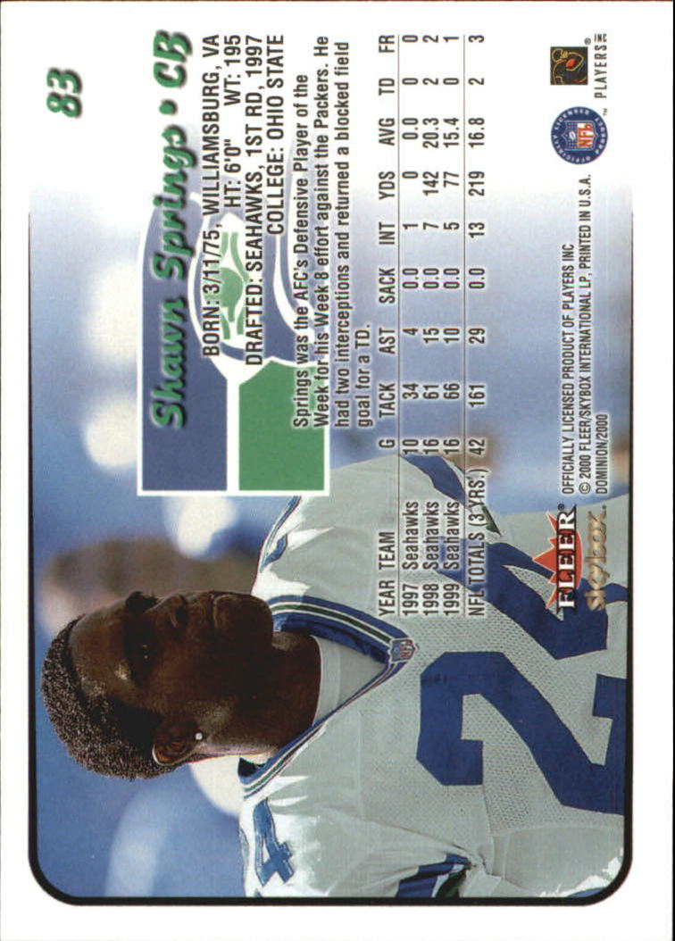 2000 SkyBox Dominion Extra Seattle Seahawks Football Card ...