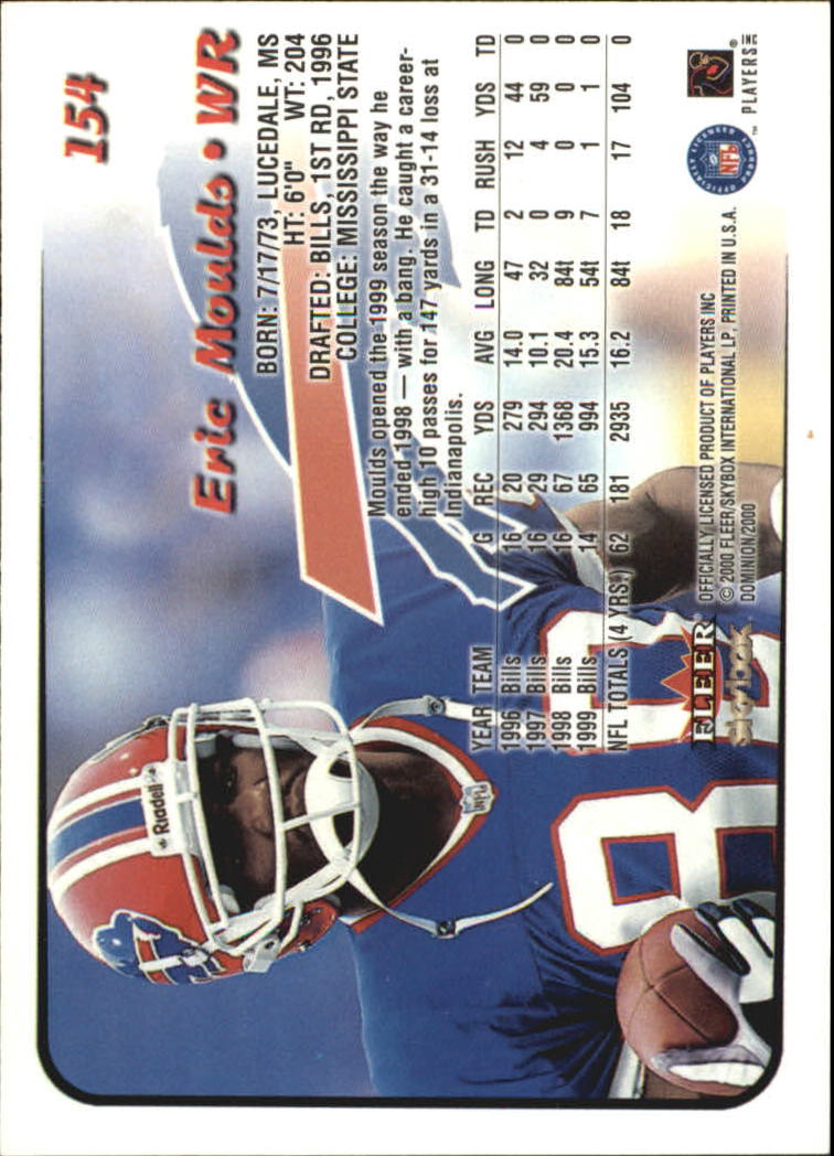 2000 SkyBox Dominion Extra #154 Eric Moulds back image