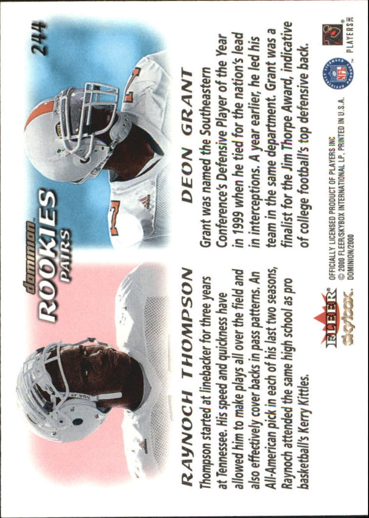2000 SkyBox Dominion Extra #244 R.Thompson/D.Grant back image