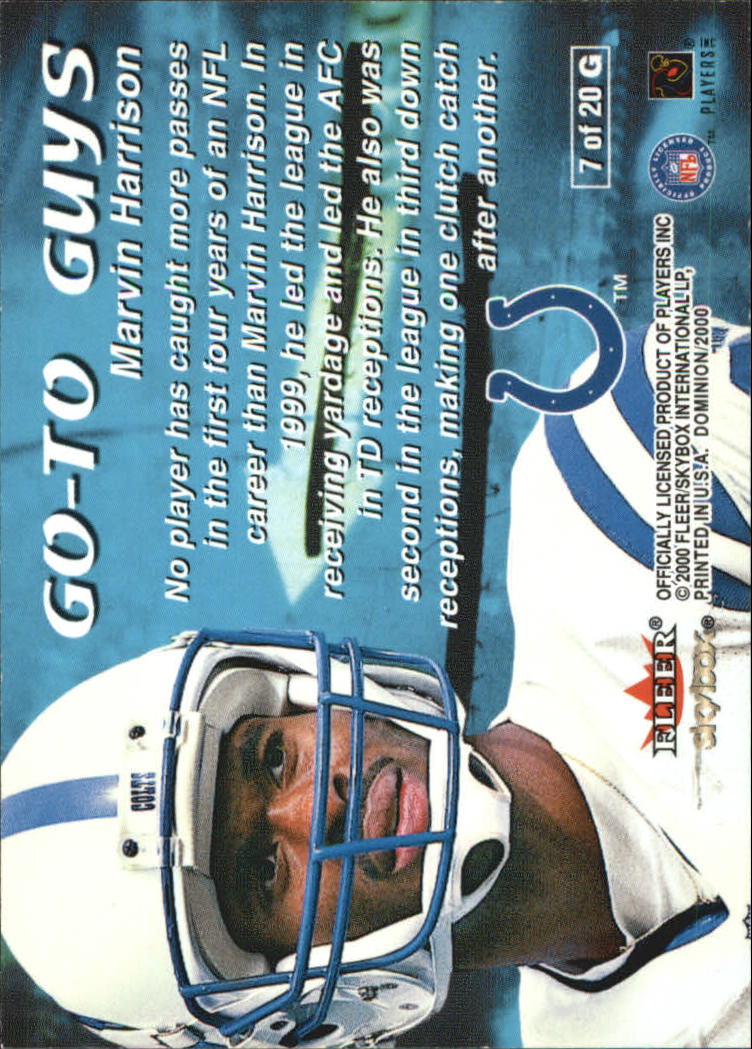 2000 SkyBox Dominion Go-To Guys #7 Marvin Harrison back image