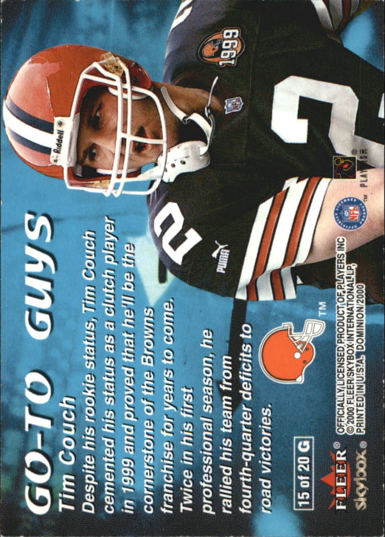 2000 SkyBox Dominion Go-To Guys #15 Tim Couch back image