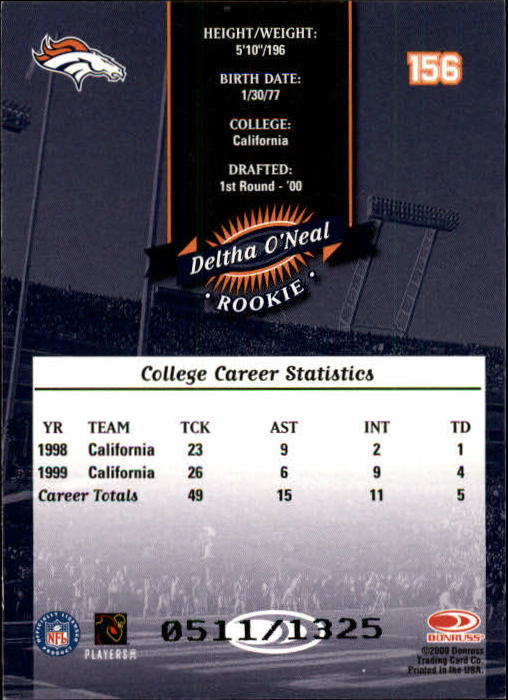 2000 Donruss Football Card Pick (Base)