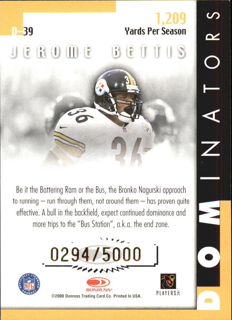 2000 Donruss Dominators #39 Jerome Bettis back image
