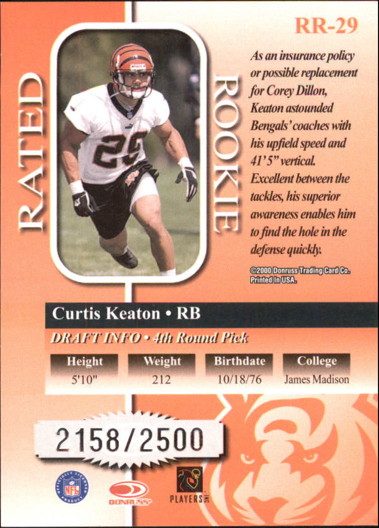 2000 Donruss Rated Rookies #29 Curtis Keaton back image