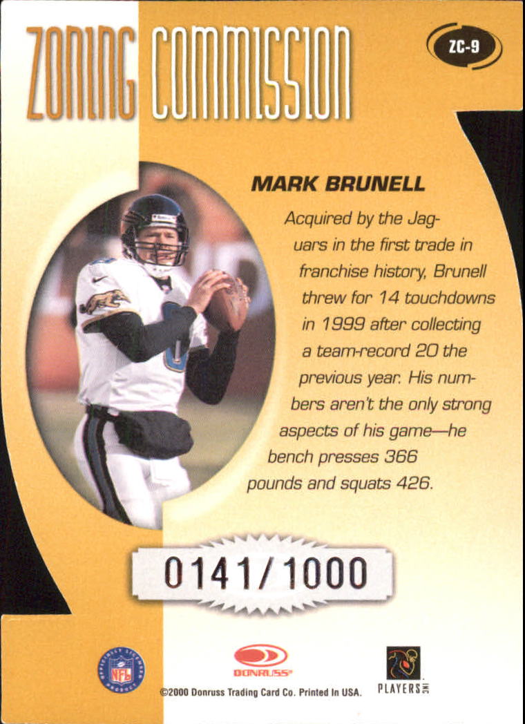 2000 Donruss Zoning Commission #9 Mark Brunell back image