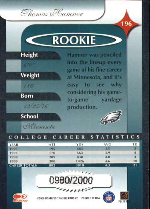2000 Donruss Elite Football "Main Set" Cards - Picture 67 of 69