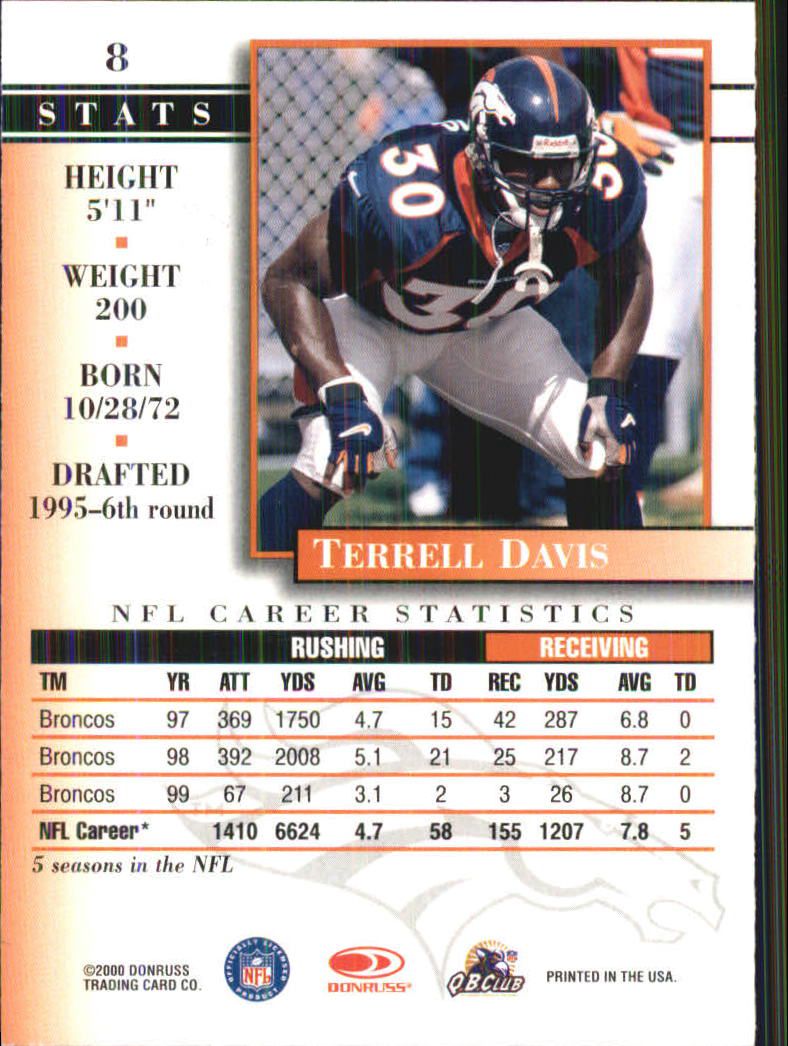 2000 Donruss Preferred #8 Terrell Davis back image