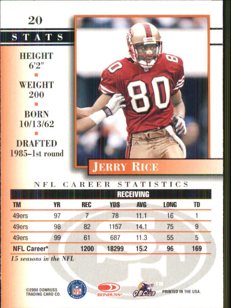2000 Donruss Preferred #20 Jerry Rice back image