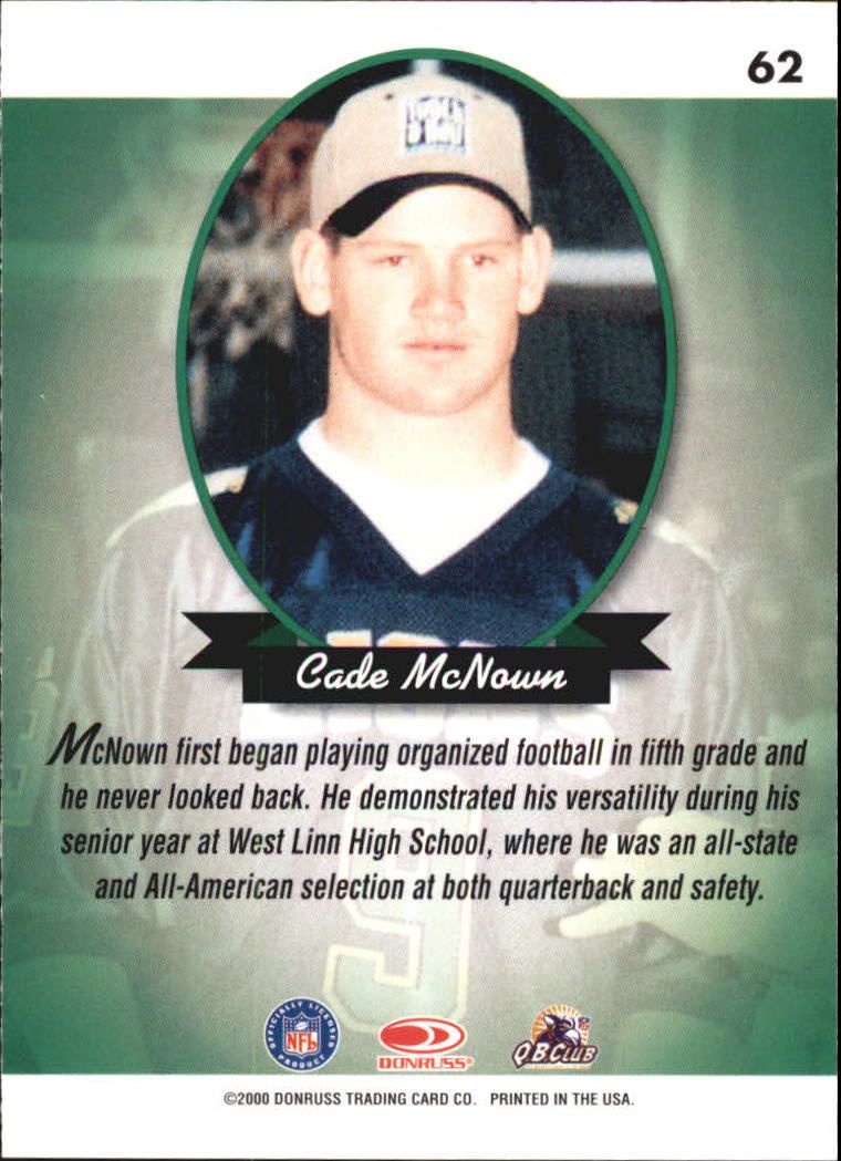 2000 Donruss Preferred #62 Cade McNown HS back image