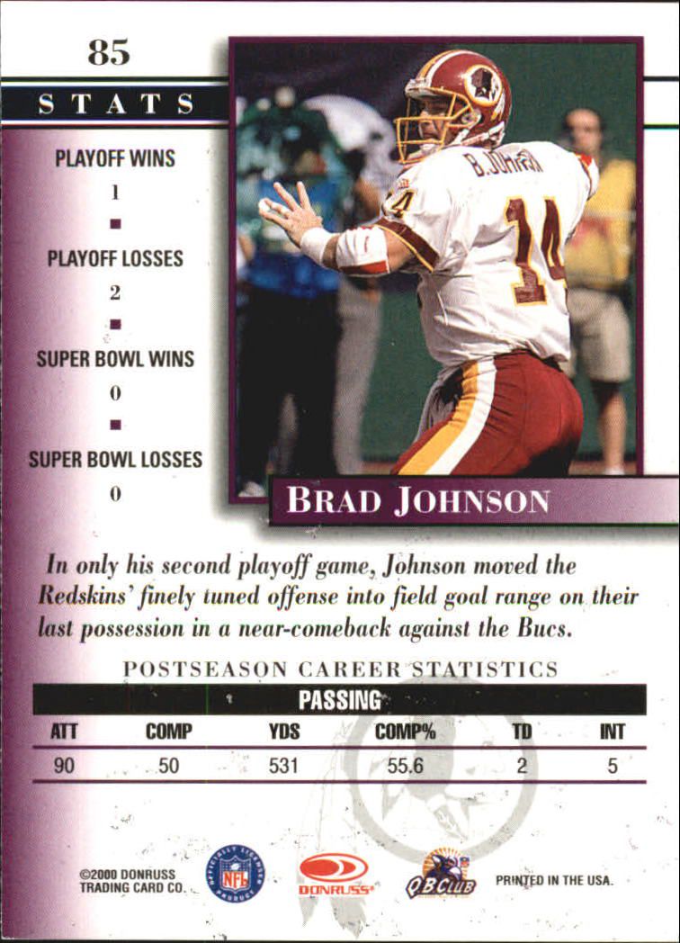 2000 Donruss Preferred #85 Brad Johnson PS back image
