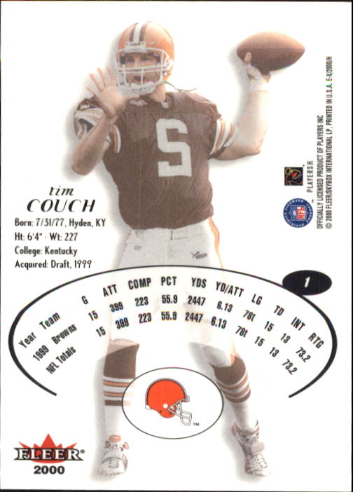 2000 E-X #1 Tim Couch back image