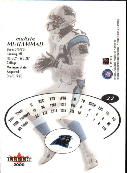 2000 E-X #22 Muhsin Muhammad back image