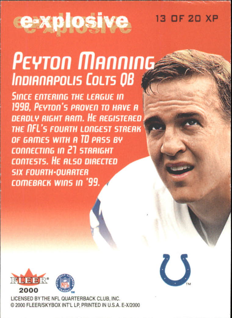 2000 E-X E-Xplosive #13 Peyton Manning back image