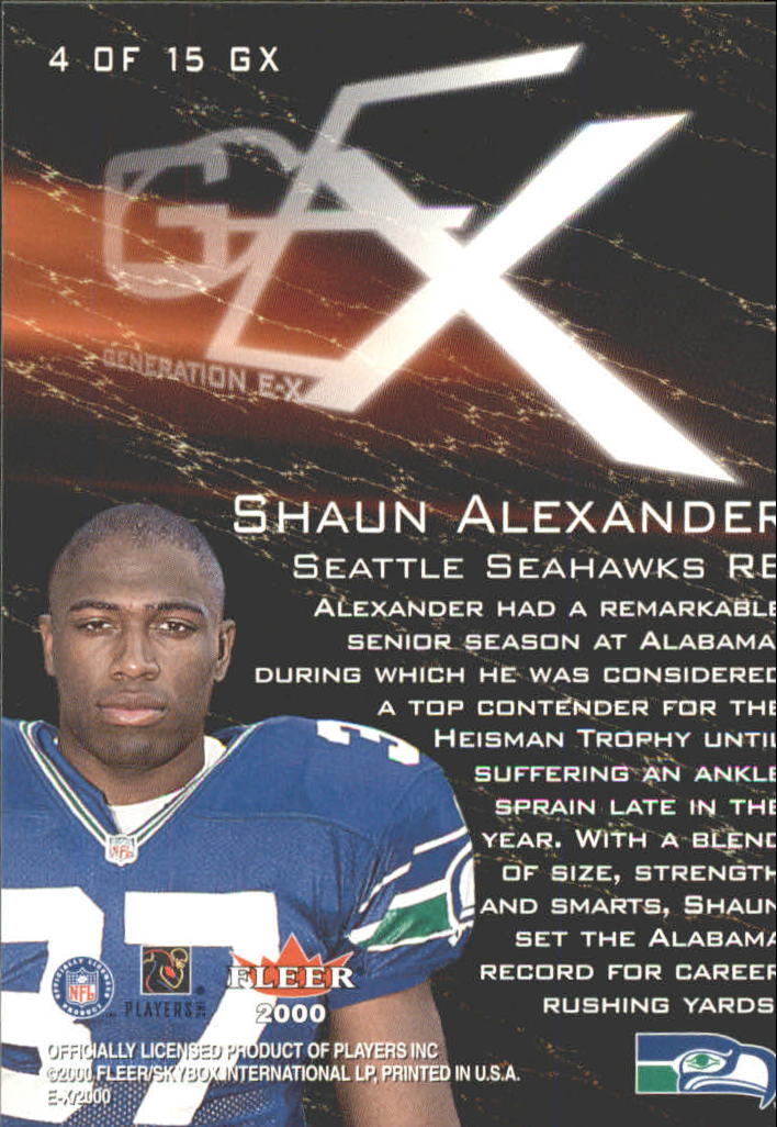 2000 E-X Generation E-X #4 Shaun Alexander back image