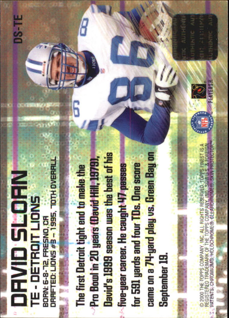 2000 Finest Moments Pro Bowl Jerseys #DSTE David Sloan back image