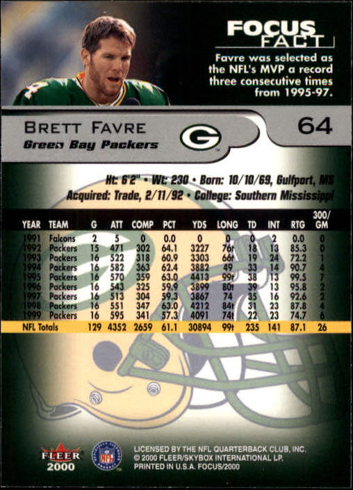 Brett Favre cards (1991-2001) Packers - You Choose - Picture 289 of 372