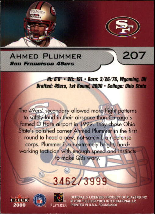 2000 Fleer Focus #207 Ahmed Plummer RC back image