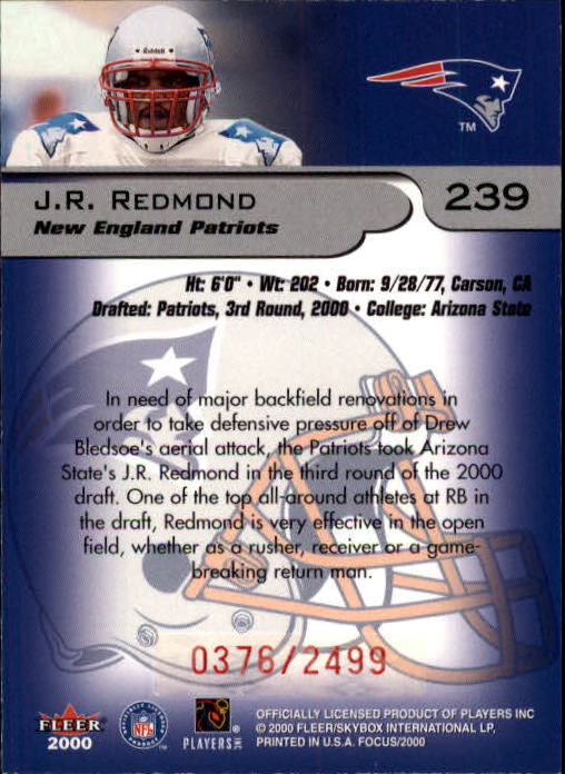 2000 Fleer Focus #239 J.R. Redmond RC back image