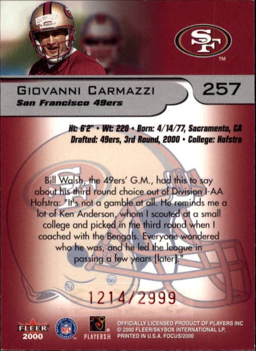 2000 Fleer Focus #257 Giovanni Carmazzi RC back image