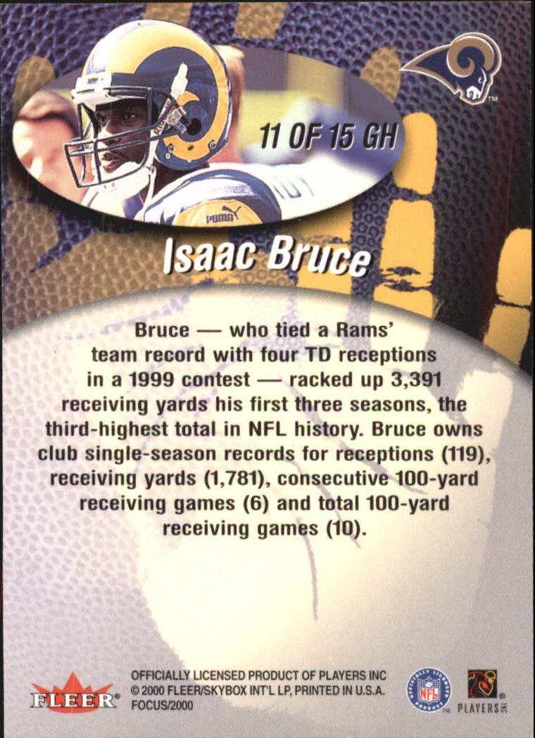 2000 Fleer Focus Good Hands #11 Isaac Bruce back image