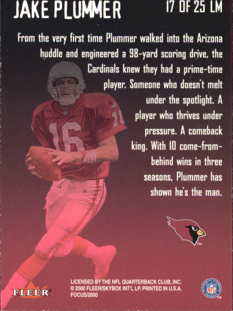 2000 Fleer Focus Last Man Standing #17 Jake Plummer